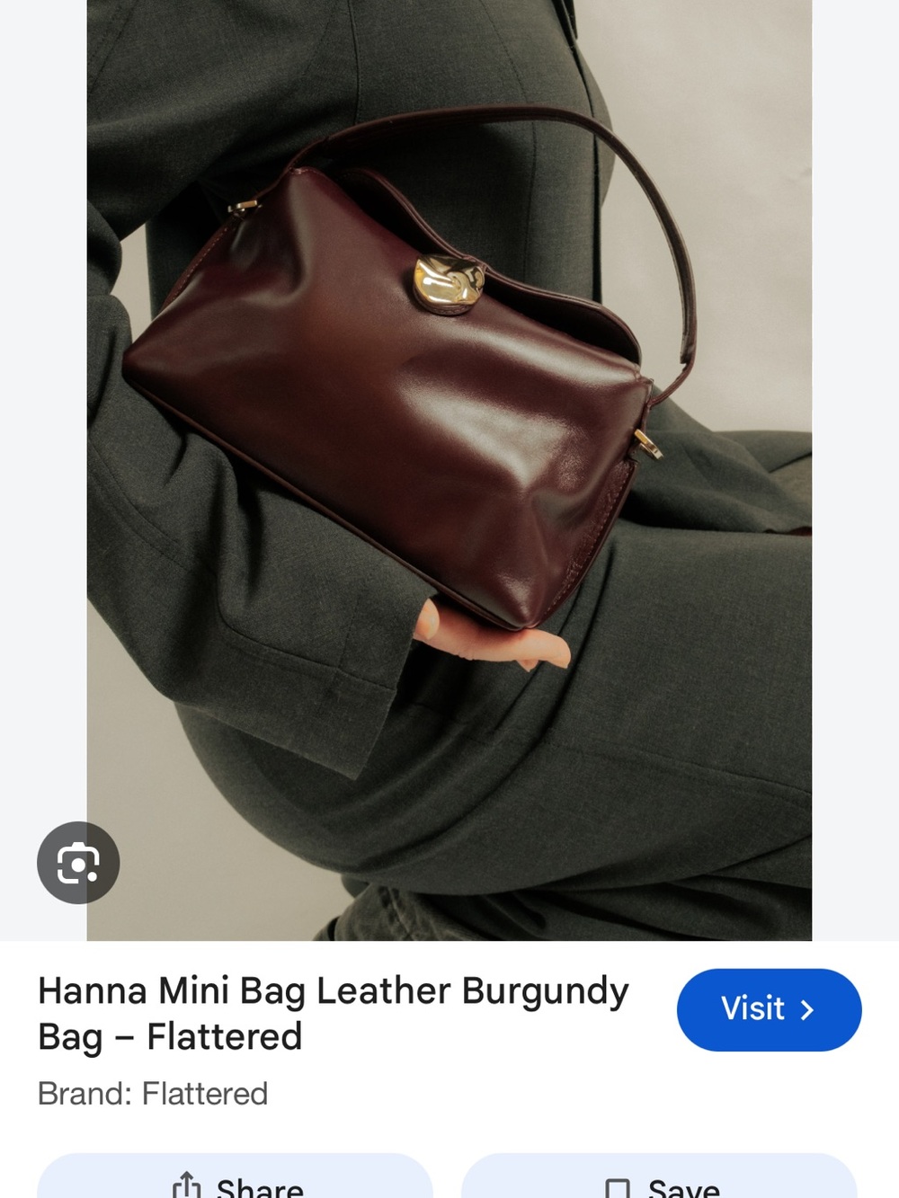 Flattered Hanna Mini Leather Bag in Burgundy with Gold Hardware. Top handle bag